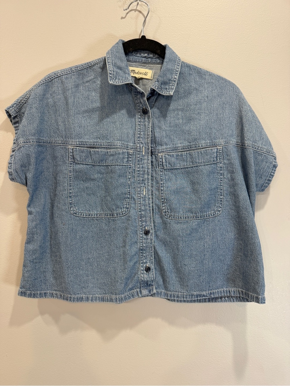 Madewell Light Blue Denim Boxy Short-Sleeve Button-Front Shirt